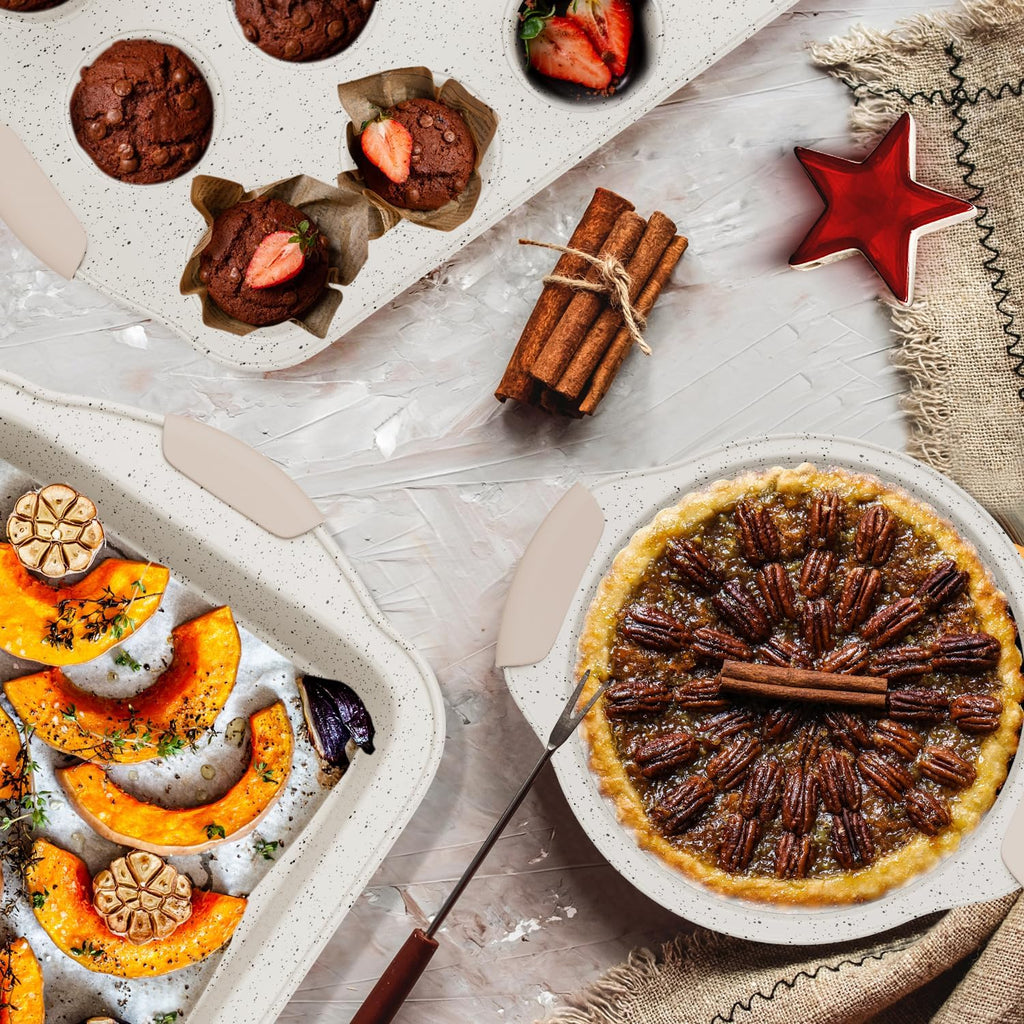 Premium 11-Piece Baking Set: The Ultimate Non-Toxic, Stackable Nonstick Collection | Includes Cookie Sheet, Cake Pan, Muffin Tin, Pizza Stone & Bread Loaf Pan