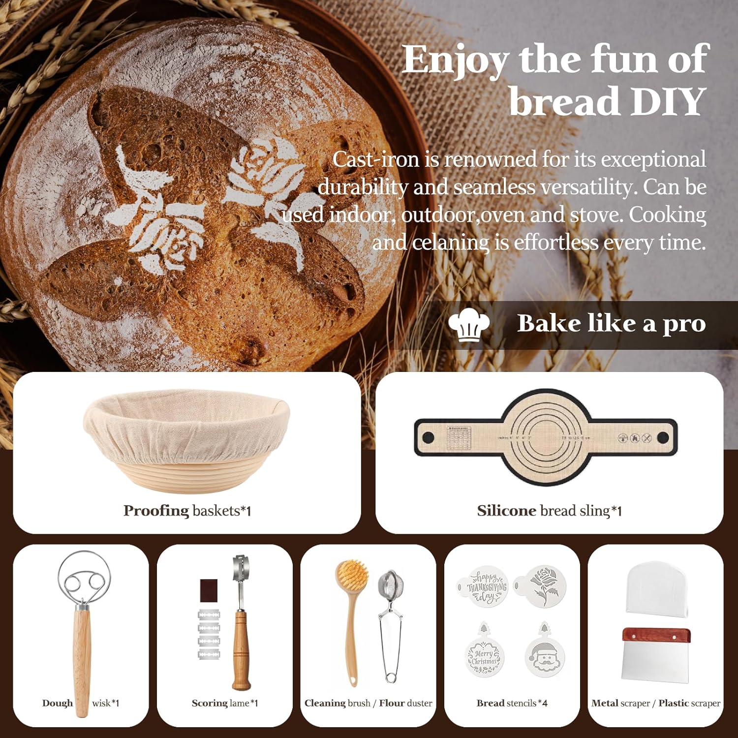 5QT Pre-Seasoned Cast Iron Dutch Oven | Complete Sourdough Baking Essential