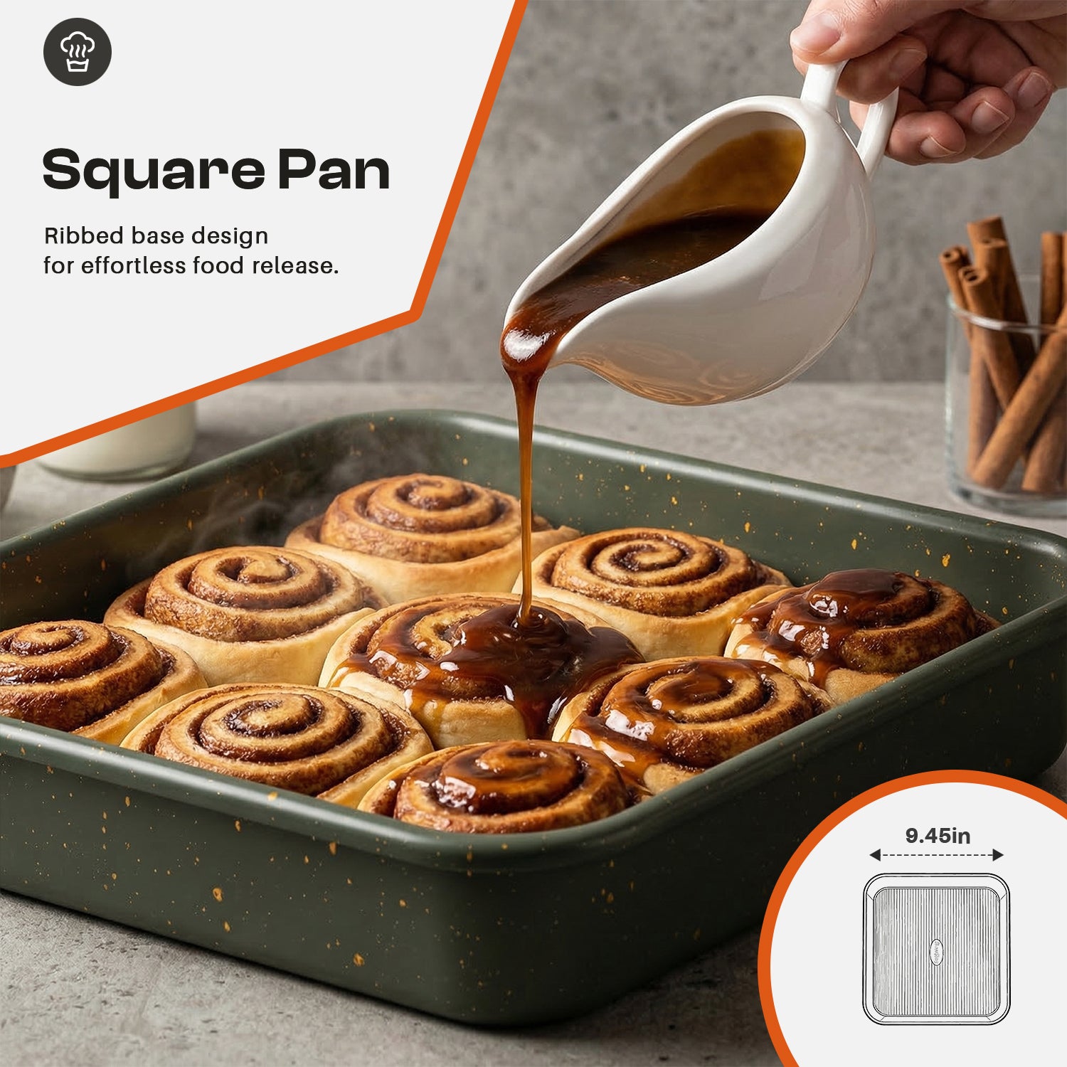Stackable 9-Piece Nonstick Bakeware Set with Cooling Rack, Complete Baking Pans Set Including Roasting Pan, Muffin Pan, Square Pan, Cookie Sheets, Loaf Pan, Heat Resistant 428°F, Green