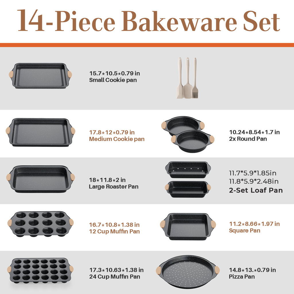 14-Piece Nonstick Baking Set with Silicone Handles