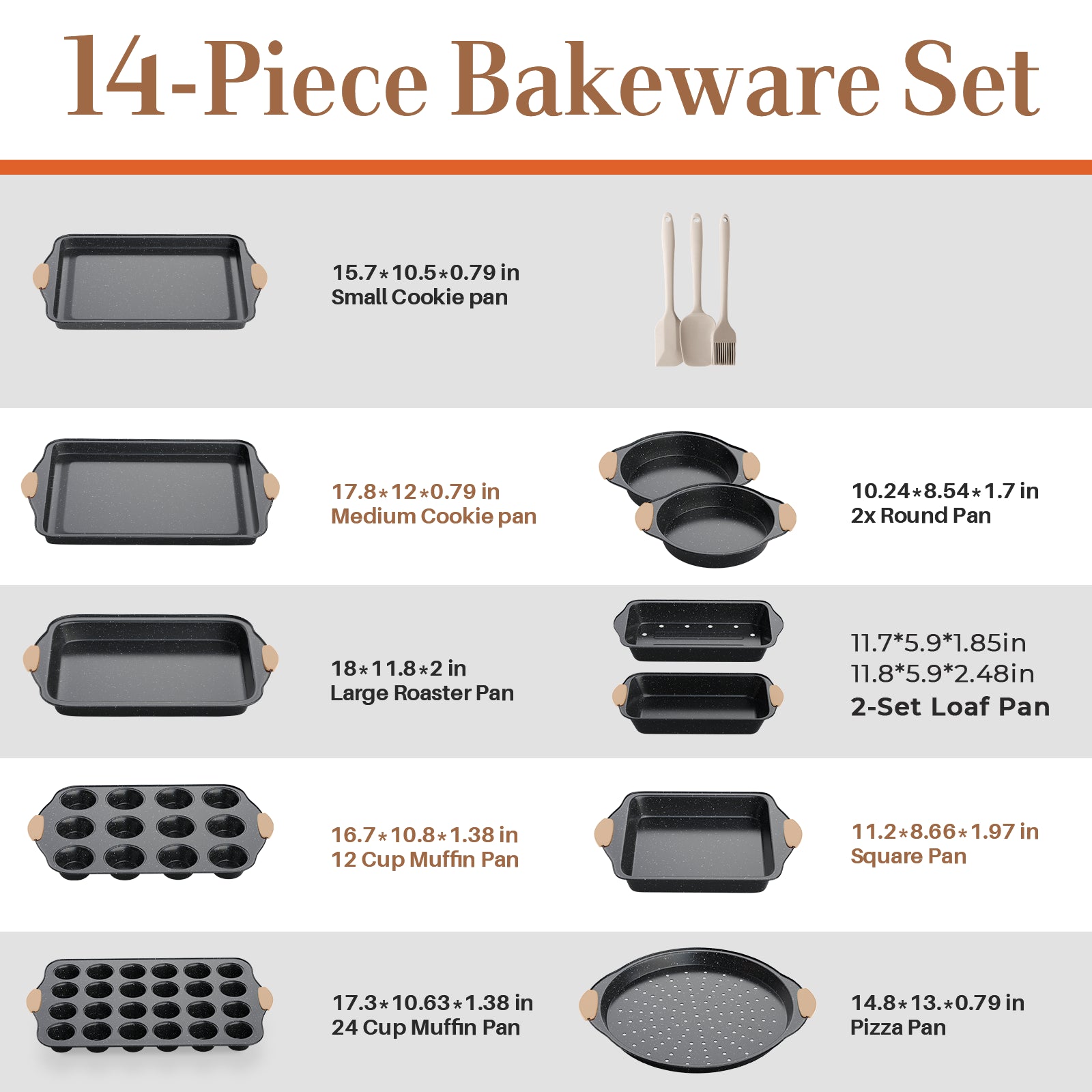 14-Piece Nonstick Baking Set with Silicone Handles