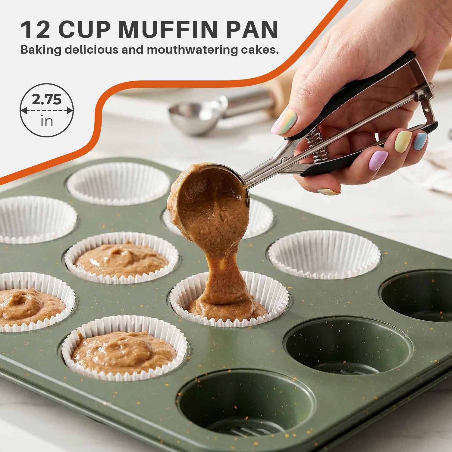 Stackable 9-Piece Nonstick Bakeware Set with Cooling Rack, Complete Baking Pans Set Including Roasting Pan, Muffin Pan, Square Pan, Cookie Sheets, Loaf Pan, Heat Resistant 428°F, Green