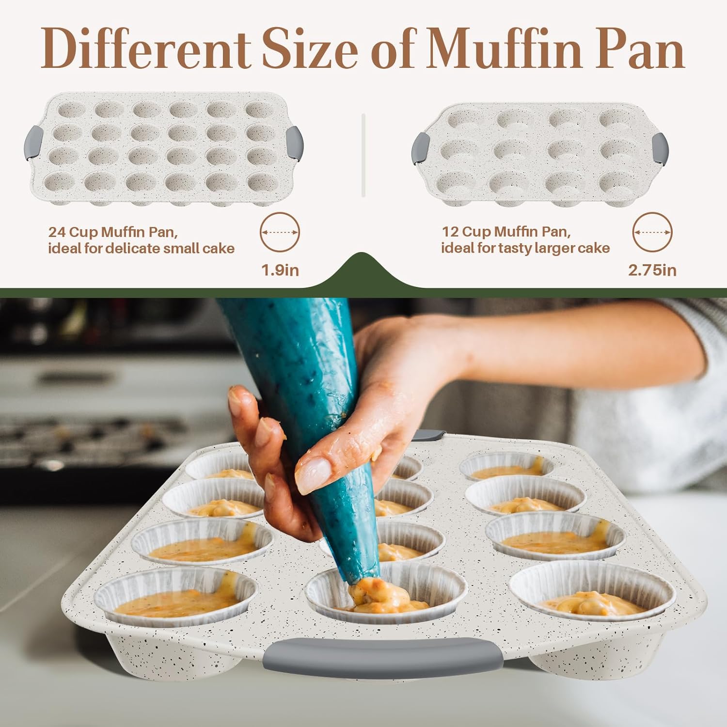 Family Kitchen Essential: 11-Piece Non-Toxic Stackable Bakeware Set | Nonstick, Oven-Safe Pans with Cookie Sheet, Cake Pan, Muffin Pan, Pizza Pan & Loaf Pan