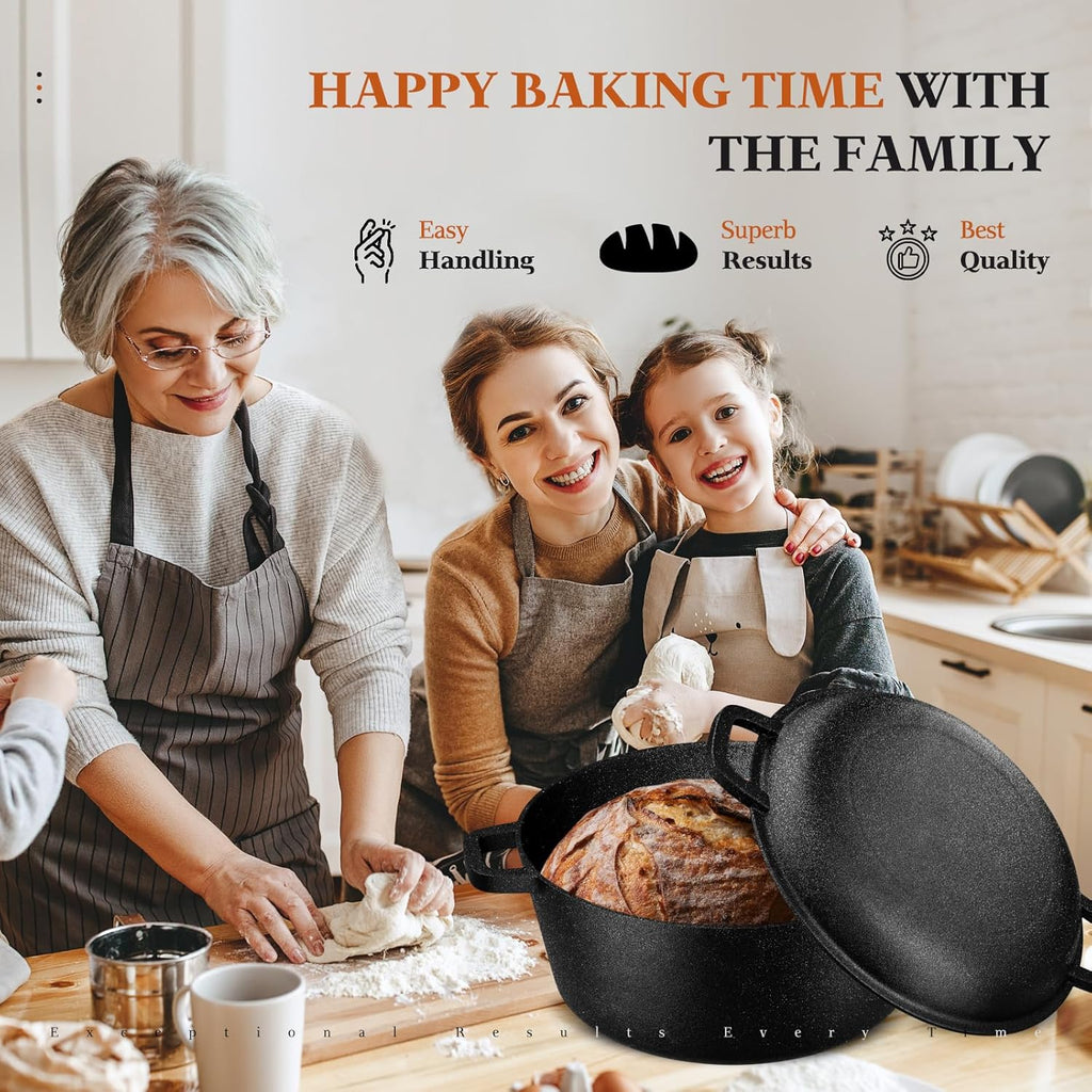 5QT Pre-Seasoned Cast Iron Dutch Oven | Complete Sourdough Baking Essential