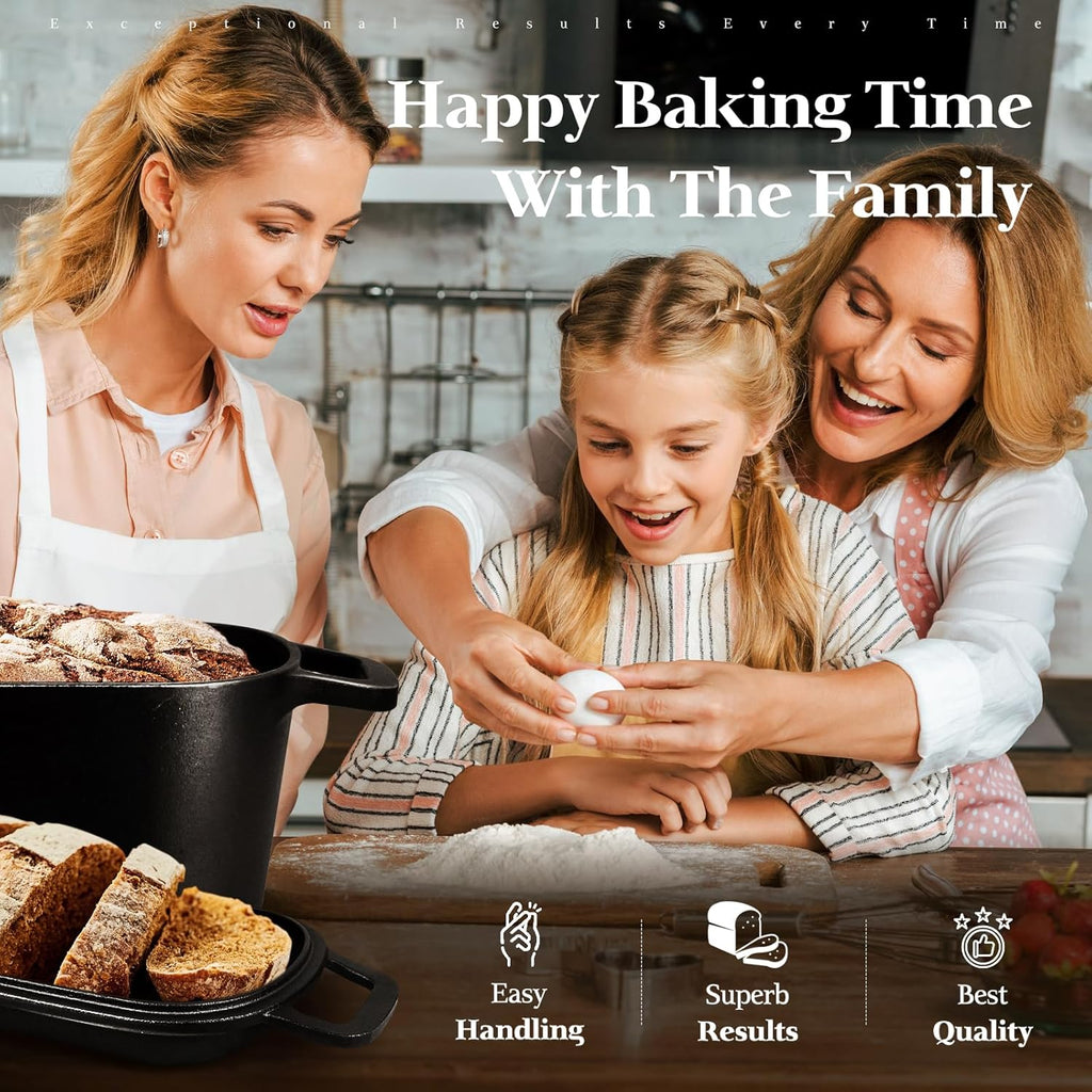 3.6QT Oval Cast Iron Dutch Oven Bread Baking Kit | Pre-Seasoned Sourdough Essentials with Tools