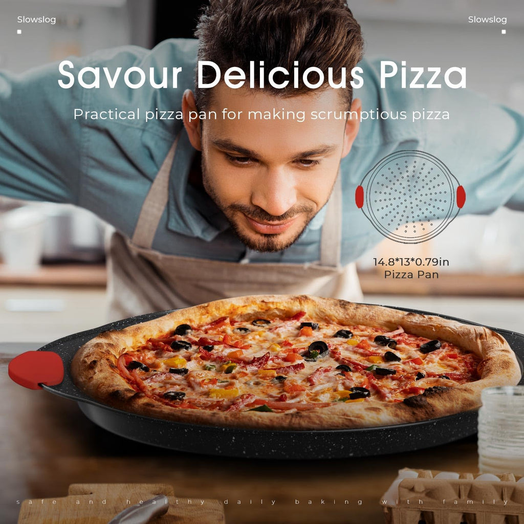 11-Piece Nonstick Bakeware Set – Stackable, Oven-Safe, Non-Toxic – with Heat-Resistant Silicone Handles | Full Set of Cookie, Cake, Muffin, Pizza & Loaf Pans