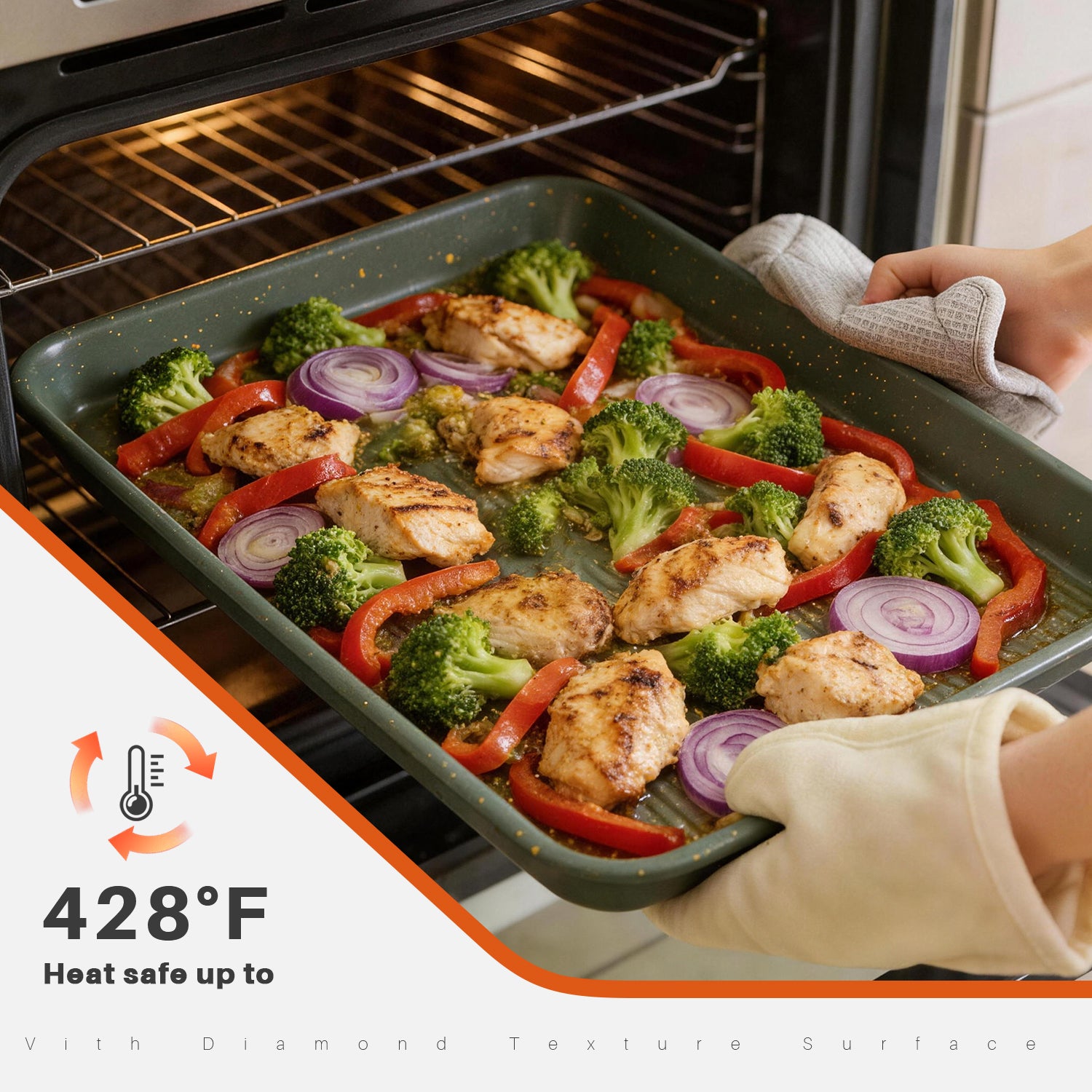 Stackable 9-Piece Nonstick Bakeware Set with Cooling Rack, Complete Baking Pans Set Including Roasting Pan, Muffin Pan, Square Pan, Cookie Sheets, Loaf Pan, Heat Resistant 428°F, Green