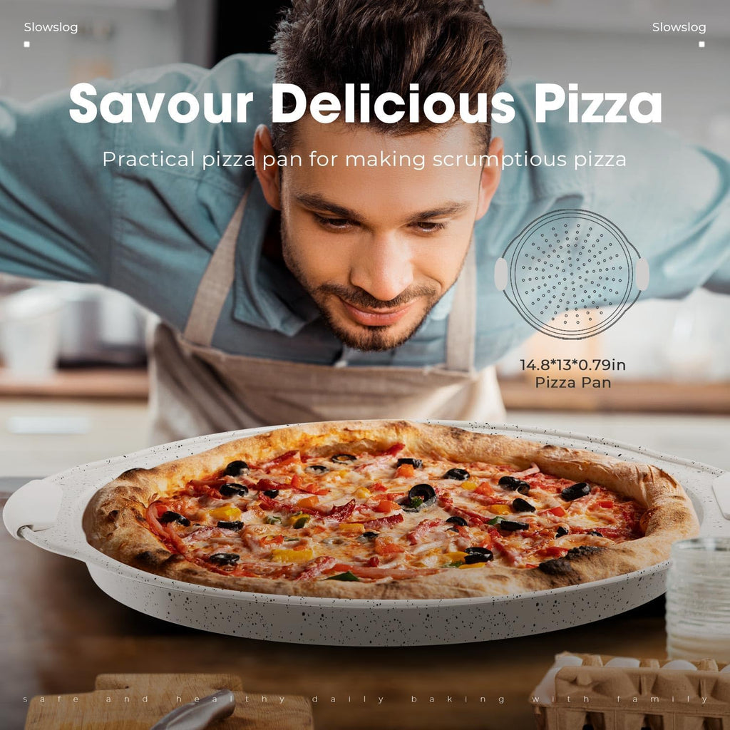 11-Piece Non-Toxic Bakeware Set | Stackable Nonstick Baking Pans with Silicone Handles | Set Includes Cookie Sheet, Cake Pan, Muffin Pan, Pizza Pan & Loaf Pan